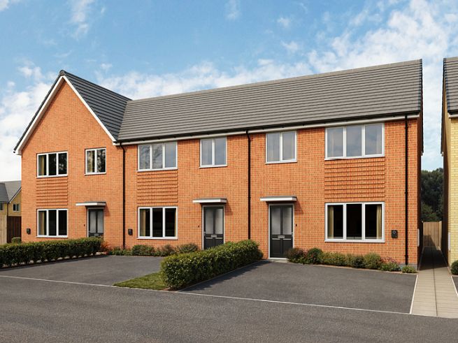 3 bedroom house (left) - artist's impression subject to change. Please note that the above computer generated image is representative of the house type and not necessarily the specified plot as some details may vary.